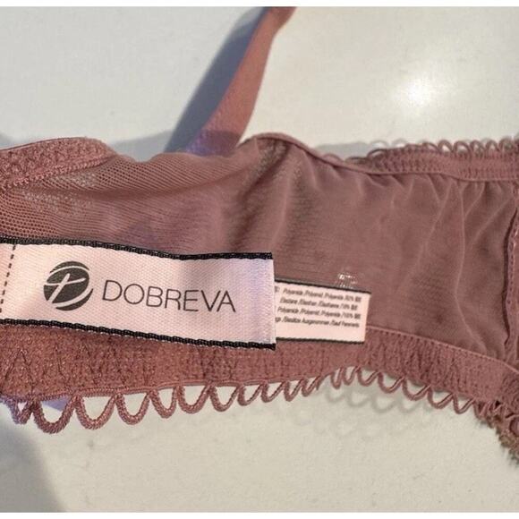Dobreva Women’s Size 40C Unlined Pink Lace Sheer Bra Underwire Romantic - Picture 6 of 7